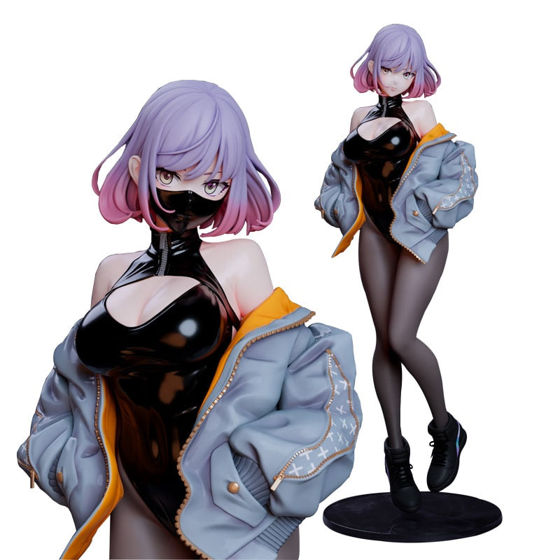 Unveiling the Mysterious 25CM Original LUNA Slit Black Silk Mask Premium PVC Figure