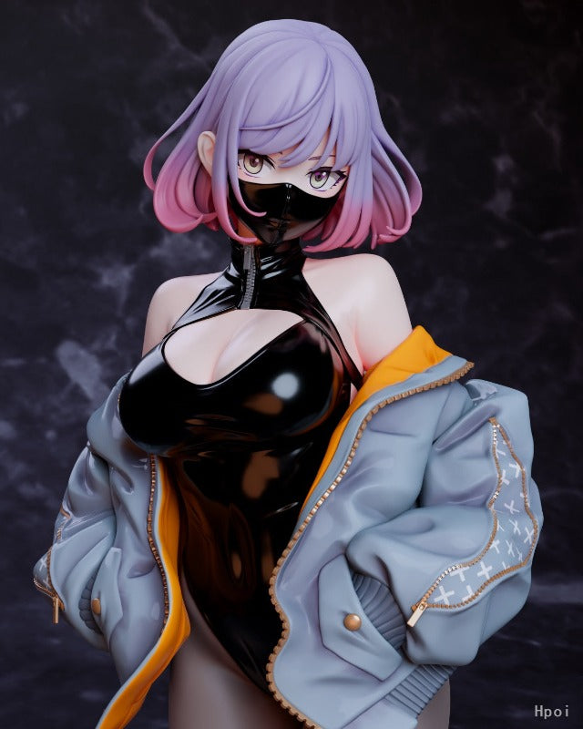 Unveiling the Mysterious 25CM Original LUNA Slit Black Silk Mask Premium PVC Figure